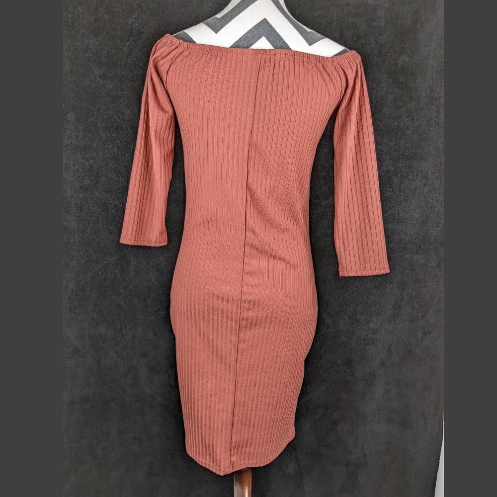 Say What? Off-The-Shoulder Ribbed Party Bodycon Dress - Picture 2 of 8